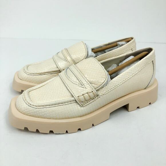 Dolce Vita Womens Elias Loafer 6.5 White Ivory Embossed Leather Lug Sole NWOB - Picture 6 of 11